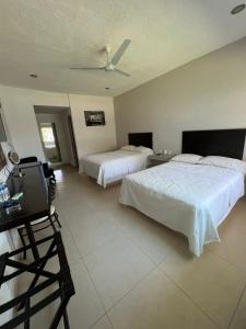 ein Schlafzimmer mit 2 Betten und einem TV in der Unterkunft Hotel Boutique Luciérnaga in Chiconcuac