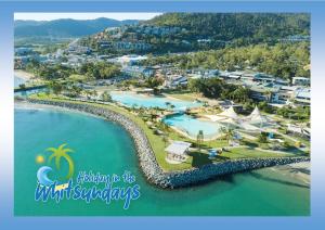 an aerial view of the water park at a resort at Shingley Ocean Views in Airlie Beach