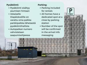 a collage of photos of a building at Hiisi Homes Turku Ratapiha in Turku