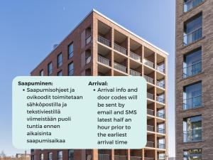 une image d'un bâtiment avec une description des différents bâtiments dans l'établissement Hiisi Homes Turku Fatabuurinkatu, à Turku