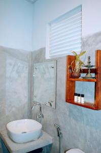 ein Bad mit einem Waschbecken und einem Spiegel in der Unterkunft Wallama Villa in Ambalangoda