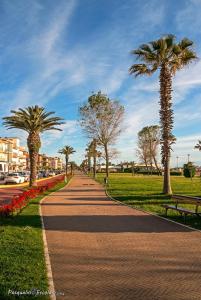 een stoep met palmbomen in een park bij NinnAnna in Porto SantʼElpidio