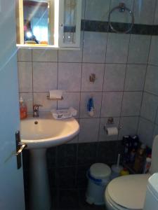 a bathroom with a sink and a toilet at Ginî Viñis in Samarína