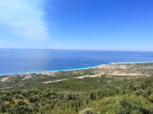 an aerial view of the ocean and a beach at Palasa View in Dhërmi