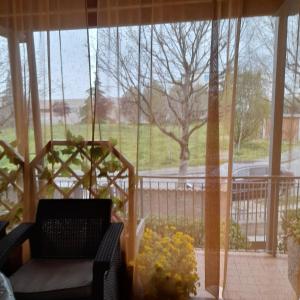 a screened in porch with a view of a tree at garda felice in Desenzano del Garda