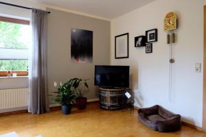 TV a/nebo společenská místnost v ubytování SchwarzWild - Ferienwohnung und Ferienzimmer