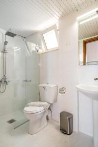 a bathroom with a toilet and a sink and a shower at MARIHELEN APARTEMENTS in Kamisianá