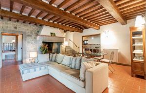 a living room with a couch and a fireplace at Villa Tita in Poppi