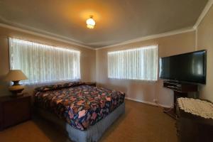 吉爾德頓的住宿－Dhu View - Views for days，一间卧室配有一张床和一台平面电视