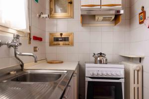 a small kitchen with a sink and a stove at L'anfiteatro in Vercelli