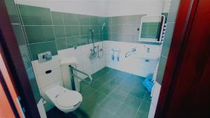 a bathroom with a toilet and a sink at Pokoje Gościnne Rozbark in Bytom