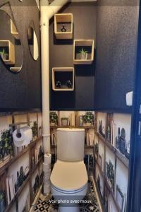 uma casa de banho com WC e prateleiras com plantas em Chez karole proche gare direct Paris em Coulommiers
