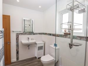 a bathroom with a toilet and a sink at Strawberry Bank - Kingfisher in Holsworthy +42 photos