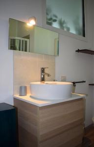 a bathroom with a sink and a mirror at Open space Villa Miani in Silea