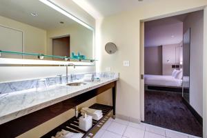 een badkamer met een wastafel en een grote spiegel bij W Chicago - City Center in Chicago