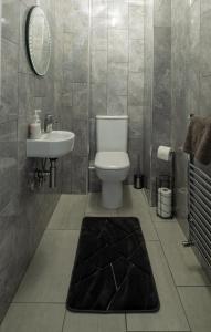 La salle de bains est pourvue de toilettes et d'un lavabo. dans l'établissement Gorgeous House with BBQ Patio, à Great Yarmouth