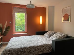 a bedroom with a bed and a window at Studio Le Cilaos, au cœur de Castres in Castres