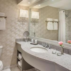 a bathroom with a sink and a mirror and a toilet at Beechwood Hotel in Worcester +23 photos
