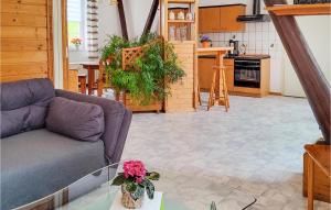 a living room with a couch and a kitchen at Pet Friendly Apartment In Bad Schandau-kleing, With Wifi in Kleingießhübel