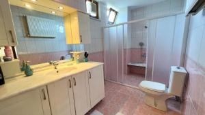 a bathroom with a sink and a toilet and a mirror at Heaven Garden Villa in Trabzon