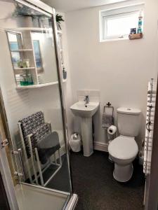 a bathroom with a toilet and a sink at No 58 in Great Yarmouth