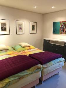 2 nebeneinander sitzende Betten in einem Schlafzimmer in der Unterkunft Exklusive Ferienwohnung in Außervillgraten