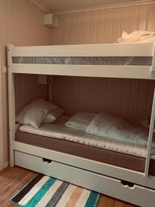 a bunk bed with two bunk beds on it at Solvik #apartment #Loen in Loen