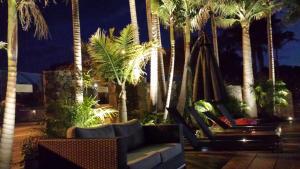 a resort patio with palm trees and a hammock at McLaren Vale Motel & Apartments in McLaren Vale