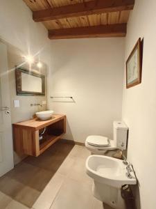 a bathroom with a white toilet and a sink at Casa de Campo La Chacra in San Carlos de Bariloche