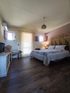 1 dormitorio con 1 cama grande y vestidor en Alloggio Turistico Dakota, en Manziana