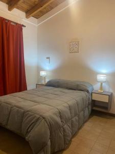 a bedroom with a bed and two lamps on tables at Casa Familiar para hasta 6 personas , Lujan de Cuyo , Mendoza in Ciudad Lujan de Cuyo