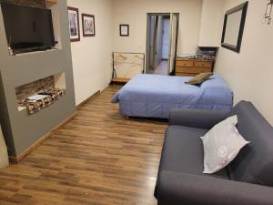 a living room with a bed and a couch at Monoambiente amplio, Centrico in Santa Rosa
