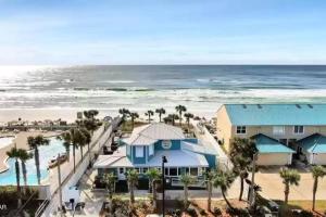 an aerial view of a house and the beach at Spacious Family Hideaway on the Emerald Coast! in Panama City Beach