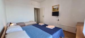a small room with two beds and a television at Apartments Ana i Ante Punta in Milna