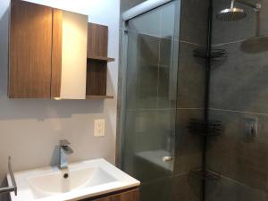 a bathroom with a sink and a shower at Pegado a la Condesa gran ubicación King size in Mexico City