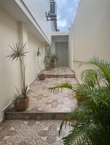 a courtyard with potted plants in a building at Acogedor aparta/estudio al norte cc viva in Barranquilla