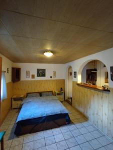 1 dormitorio con 1 cama grande en una habitación en Cabana Pietricica, en Dîmbovicioara