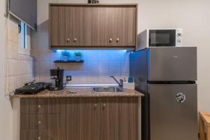 una piccola cucina con lavandino e frigorifero di Aurora Apartments - Room 2 a Marmári