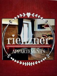 Certifikát, hodnocení, plakát nebo jiný dokument vystavený v ubytování Appartements Rienzner
