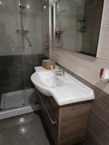y baño con lavabo y ducha. en CASA DAVID en Manfredonia