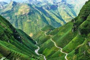 a view of a mountain valley with a river at Friend Hotel Hà Giang in Ha Giang +86 photos