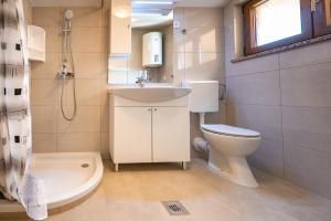 a bathroom with a sink and a toilet and a shower at Apartman Vito in Pomer +35 photos