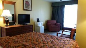 a hotel room with a bed and a television at Western Holiday Lodge in Three Rivers