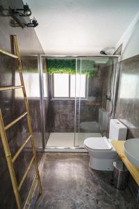 La salle de bains est pourvue d'une douche, de toilettes et d'une échelle. dans l'établissement House of PAB, à Praia da Areia Branca