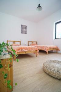 Cette chambre comprend 2 lits et un canapé. dans l'établissement House of PAB, à Praia da Areia Branca