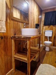 a bathroom with a sink and a toilet at CASE de ROBINSON in Lomé