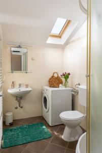 y baño con aseo, lavabo y lavadora. en Apartments with a parking space Mlini, Dubrovnik - 8566, en Mlini