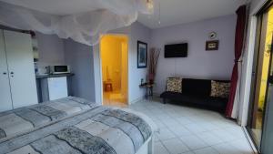 Maison Ambre Guesthouse tesisinde bir odada yatak veya yataklar