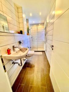 a bathroom with a sink and a toilet at Ferien-Füchse in Braunlage