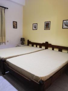 2 łóżka pojedyncze w pokoju z 2 w obiekcie Maria's Studios yellow w mieście Afissos